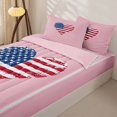 thumbnail image 3 of Manfei Cute American Flag Heart Zipper Queen Comforter Set with Fitted Sheet and 2 Pillowcases,Pink Zipper Bedding Set,Pink Reversible,4pcs, 3 of 8