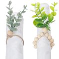 thumbnail image 4 of Nvzi Servilletero con estampado de plantas verdes, ideal para el hogar o el hotel. Anillo para servilletas de mesa con cuerda de cáñamo y cuentas de madera (cuerda de cáñamo verde oscuro)., 4 of 4