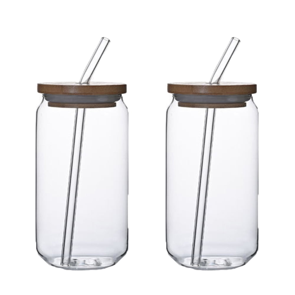 Xmarks Mason Jar Cups with Lid and Straw - 550ml/18.5oz Reusable Wide Mouth  Boba Tea Cup Bubble Smoothie Cup, Glass Mason Jars Bottle With Bamboo Lid