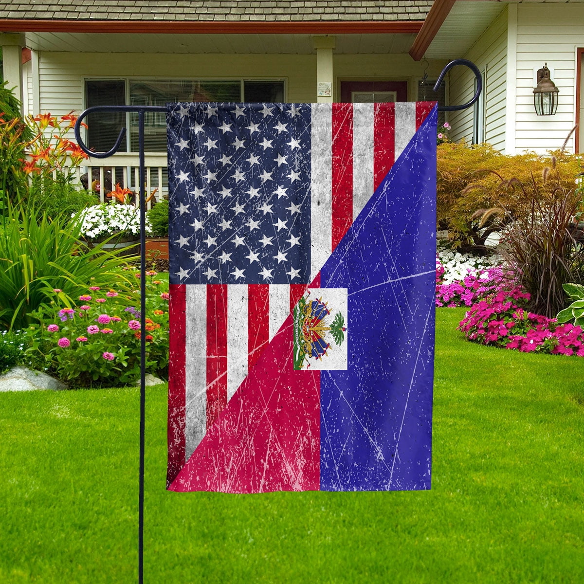 American Flag USA Haiti Half American Friendship Haitian Patriotic Garden Flag (29.5x39.5) Double Sided-USA Flags Premium Polyester-Decorative Indoor Outdoor Flag