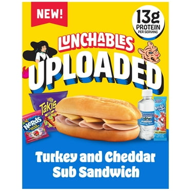 Lunchables Uploaded Turkey and Cheddar Sub Sandwich Snack Kit, 16.1 oz Box, Refrigerated, Whole