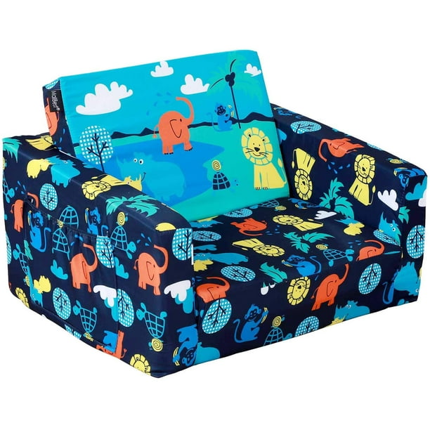 Mallbest Kids Sofas Children S Sofa Bed Baby Upholstered Couch Sleepover Chair Flipout Open Recliner Blue Jungle Com Mallbest Kids Sofas Children S Sofa Bed, Childrens Sofa Bed