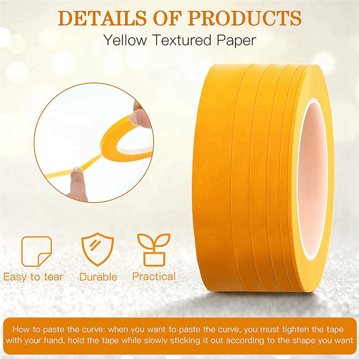 18 Tape 1/16,7/10,1/8,1/4,1/2,3/4 Inch x 55Yard, Fineline Masking Tape, Painters Automotive Masking Tape