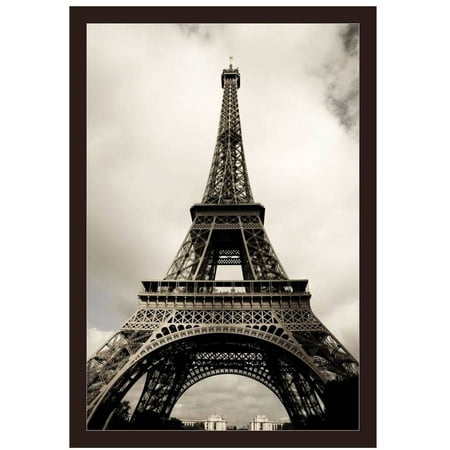 Amazing Eiffel Tower In Paris, France On Cloudy Day by Eazl Walnut Metallic Image Box