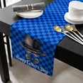 thumbnail image 3 of Happy Father's Day Cotton Linen Table Runner 13 x 70 inch Funny Bow Beard Blue Check Non-slip Rectangular Dining Table Decor for Wedding Party Holiday Dinner, 3 of 8