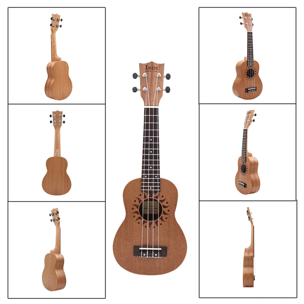 BQBQERT Hawaiian Starter Ukuleles 4 Strings Small Guitar Pattern Acoustic Ukulele Nylon Strings (21 Inch)