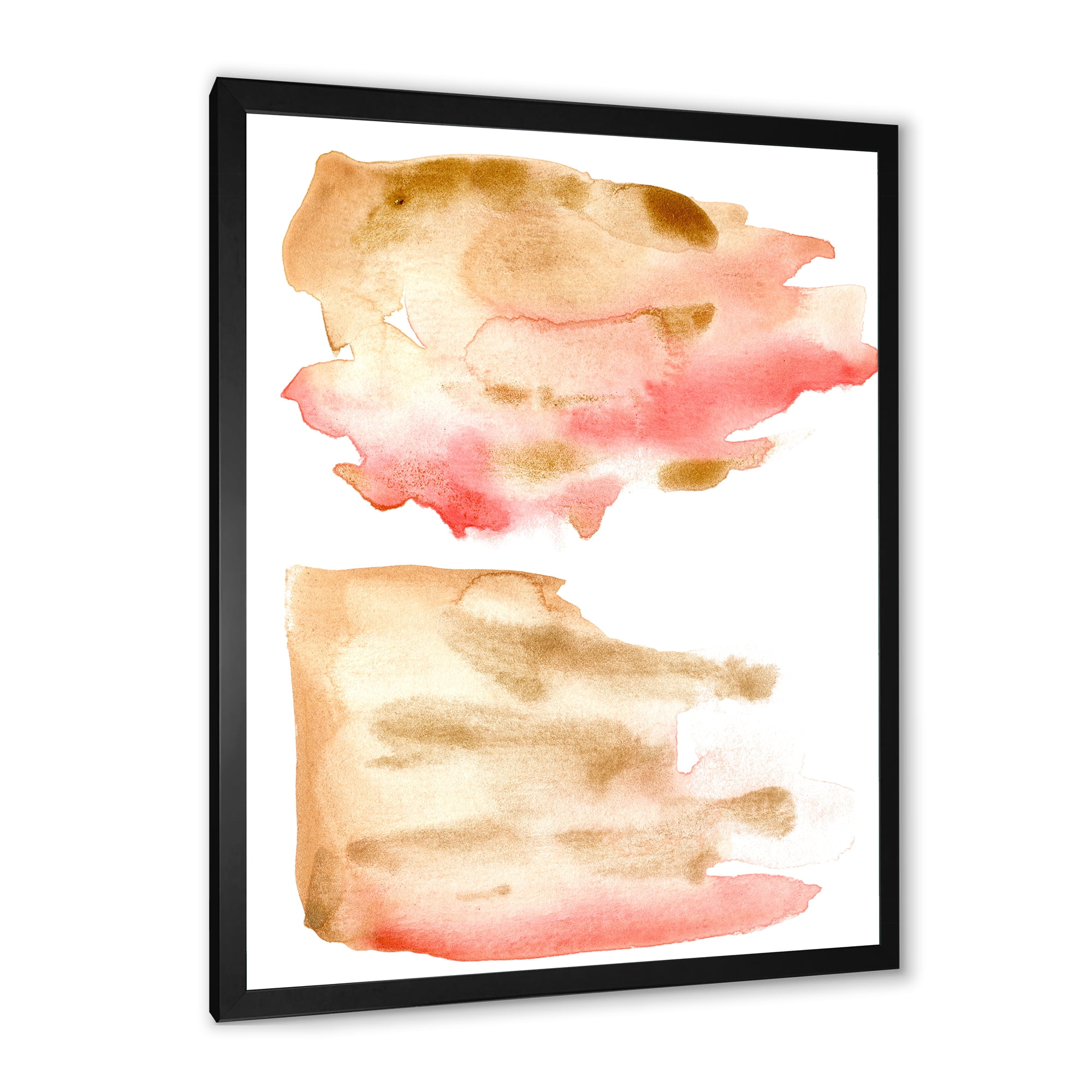 Designart 'Red Pink Gold and Beige Abstract Clouds' Modern Framed Art Print
