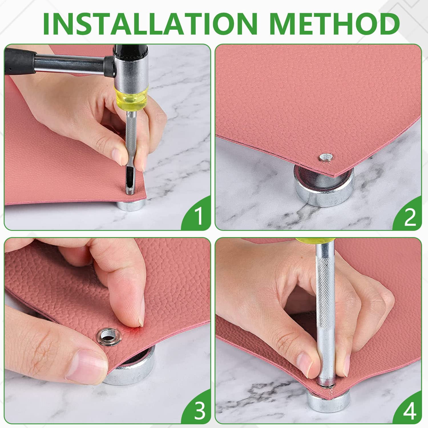 11pcs Punch Tool Punch Snap Kit, Leather Craft Snap Fastener Setter Rivet Setting Round Hole Punch Die Tools for Punch Hole and Install Rivet Button (Rivet Setter with Base)