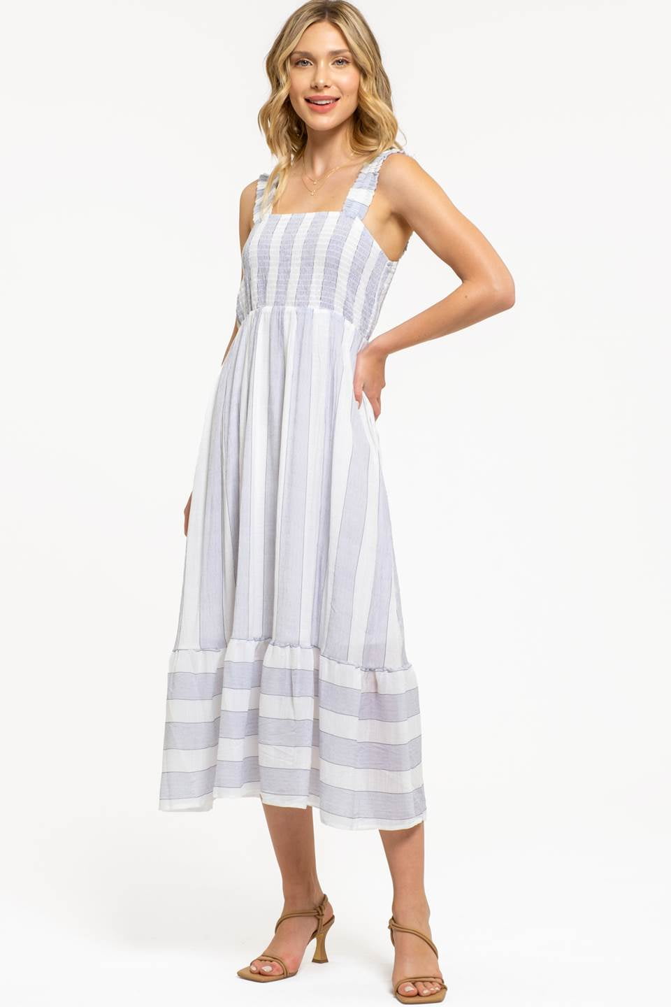 August Sky Women`s Smocked Midi Dress - Walmart.com