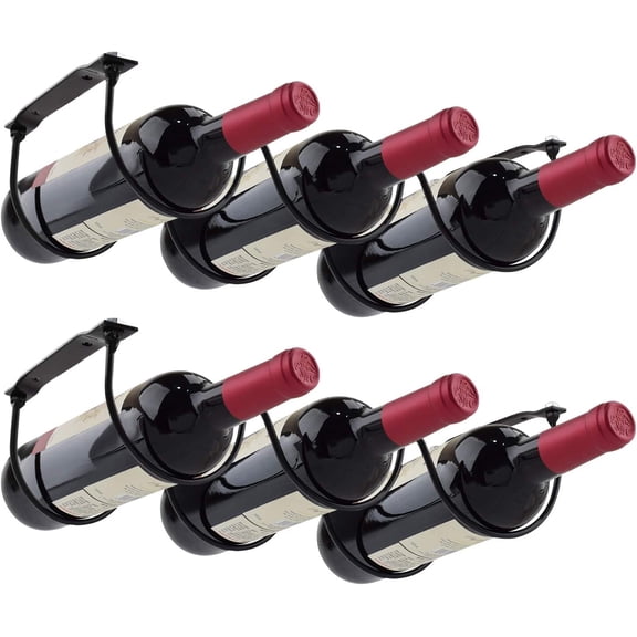 2 Pack Under Counter Wine Racks, Wine Bottle Holder Under Cabinet Iron Wine Storage Rack for 6 Liquor Bottles