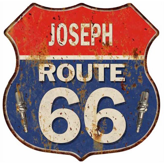 JOSEPH Route 66 Sign Shield Metal Gift Man Cave Gift 211110002306
