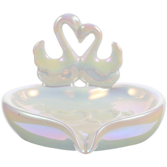 OUNONA White Ceramic Soap Dish with Self-Draining Design for Kitchen or Bathroom Storage Use