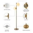 thumbnail image 3 of 65" Modern Contemporary Standing Lamp with Twin Glass Shades, E12 Sockets, Brass, 3 of 13