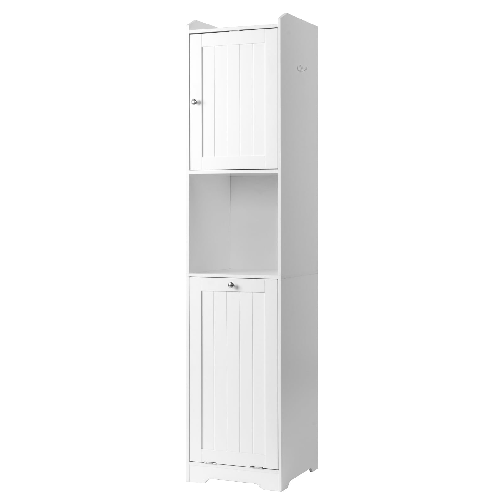Ktaxon Bathroom Floor Cabinet 1 Door & Flip - down Door Drawer (Storage Bag Including), White