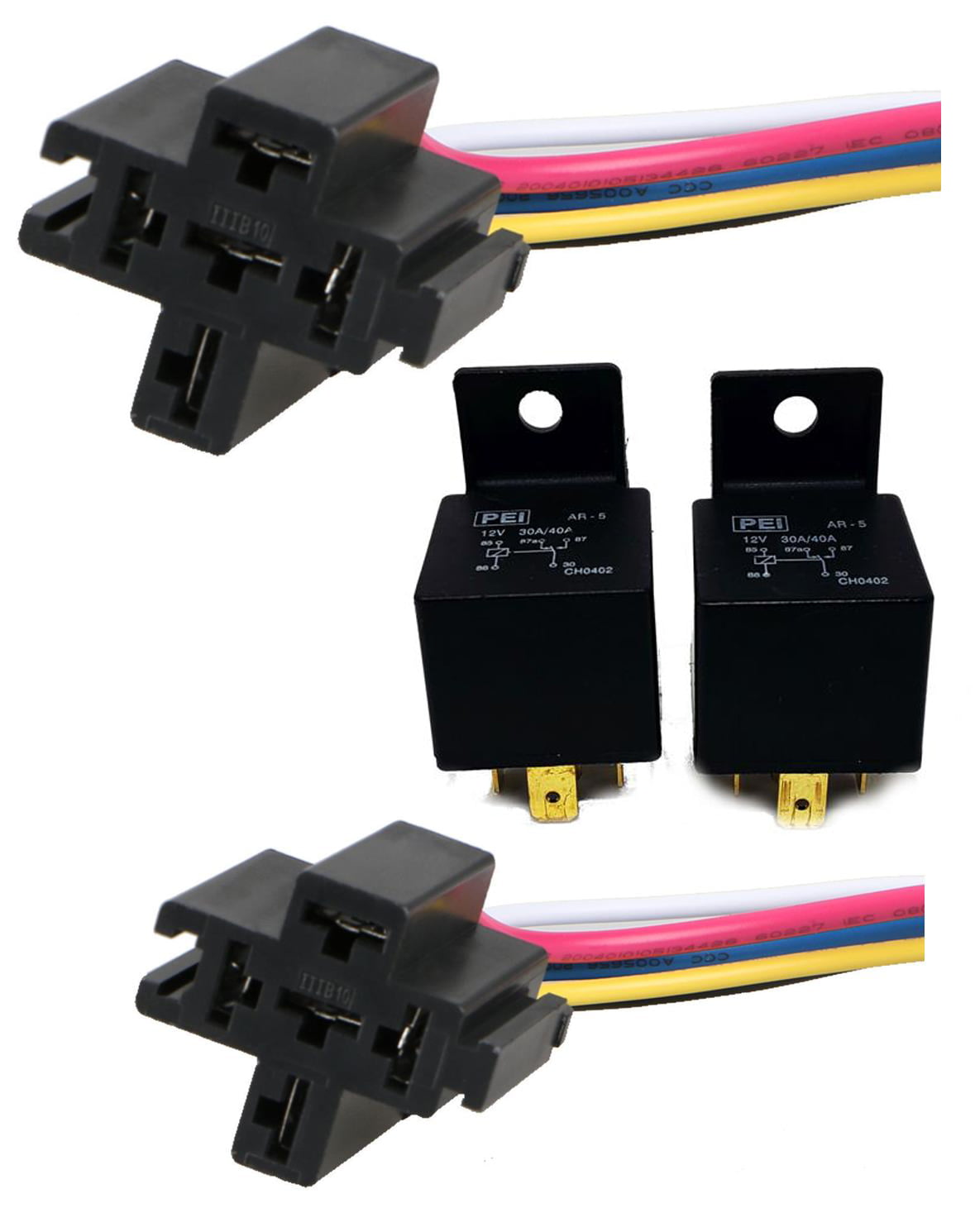 DC 12V Car SPDT Automotive Relay 5 Pin 5 Wires w/Harness Socket 30/40 Amp jm 