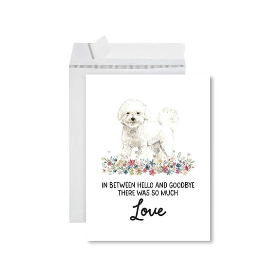 Koyal Wholesale Jumbo Pet Sympathy Card with Envelope, Bichon Frise, Dog Grief Bereavement Card 8.5" x 11", 1-Pk