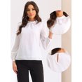 thumbnail image 2 of DARING DIVA Women's Work Office Mock Neck Long Sleeve Blouse XS White, 2 of 6