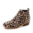 thumbnail image 2 of Tejiojio Fall Clearance Fashion Women Square Flat With Buckle Strap Leopard Mid Boot Keep Warm Snow Boots, 2 of 5