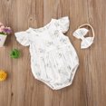 thumbnail image 2 of Bagilaanoe Newborn Baby Girl Summer Rompers Floral Print Fly Sleeve Ruffle Bodysuit + Headband 6M 12M 18M 24M Infant One Piece Jumpsuit, 2 of 6
