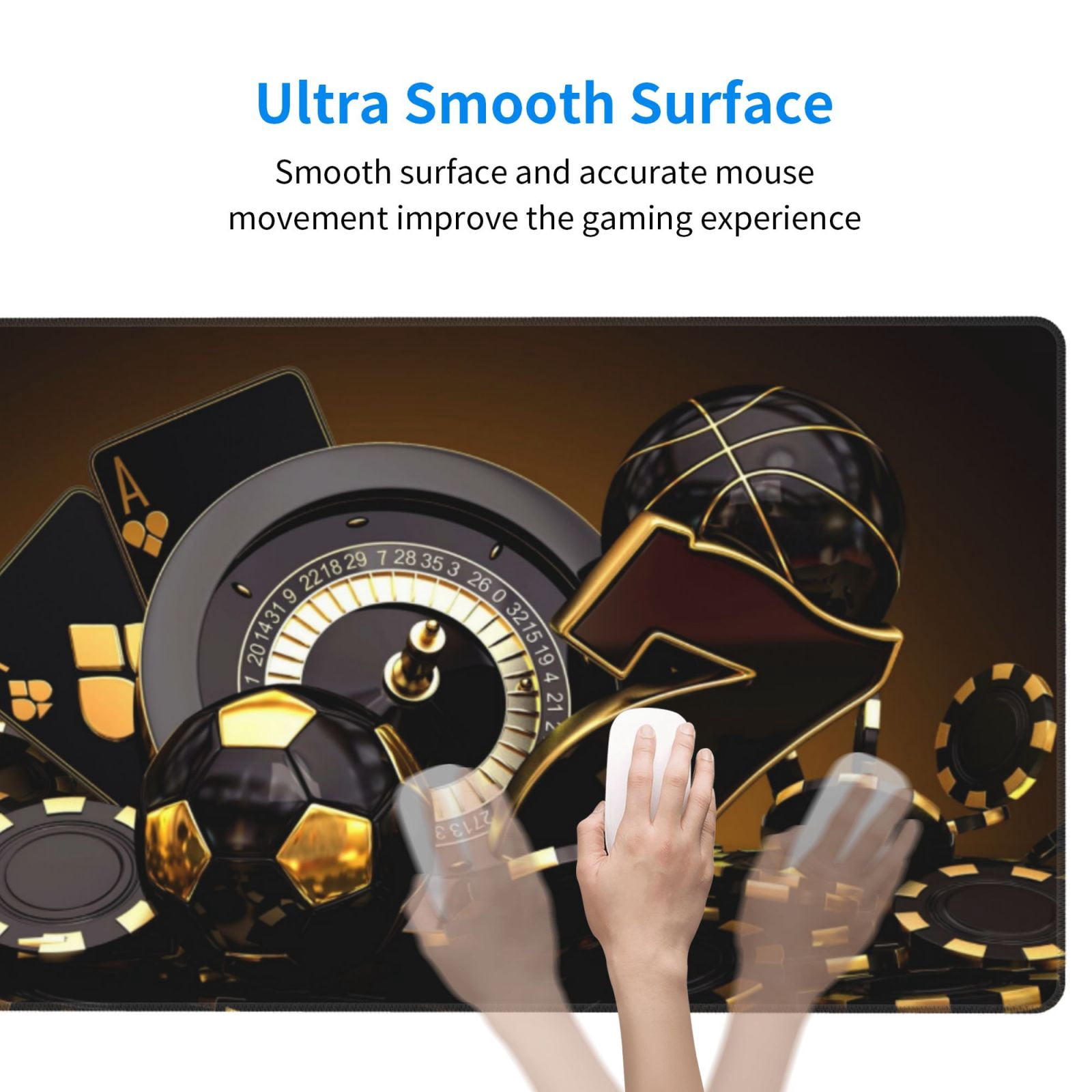 Rateoe Casino Cards Print Mouse Pad - Extended Large Gaming Mousepad,Non-Slip Stitched Edge,16x29.5 Inch