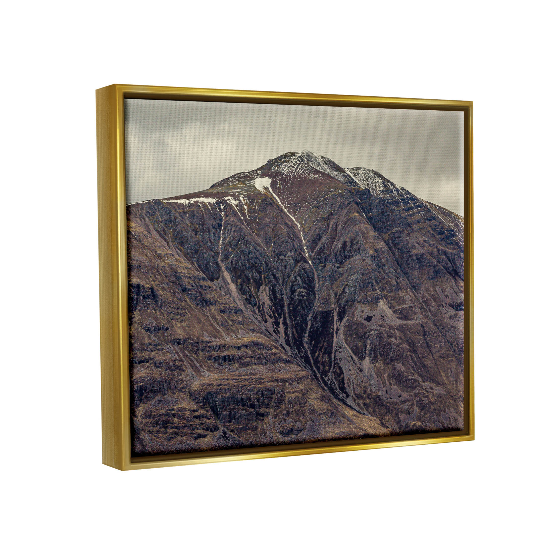 Stupell Industries Cloudy Mountain Peak Slope Photograph Metallic Gold Floating Framed Canvas Print Wall Art, Design by Lil' Rue