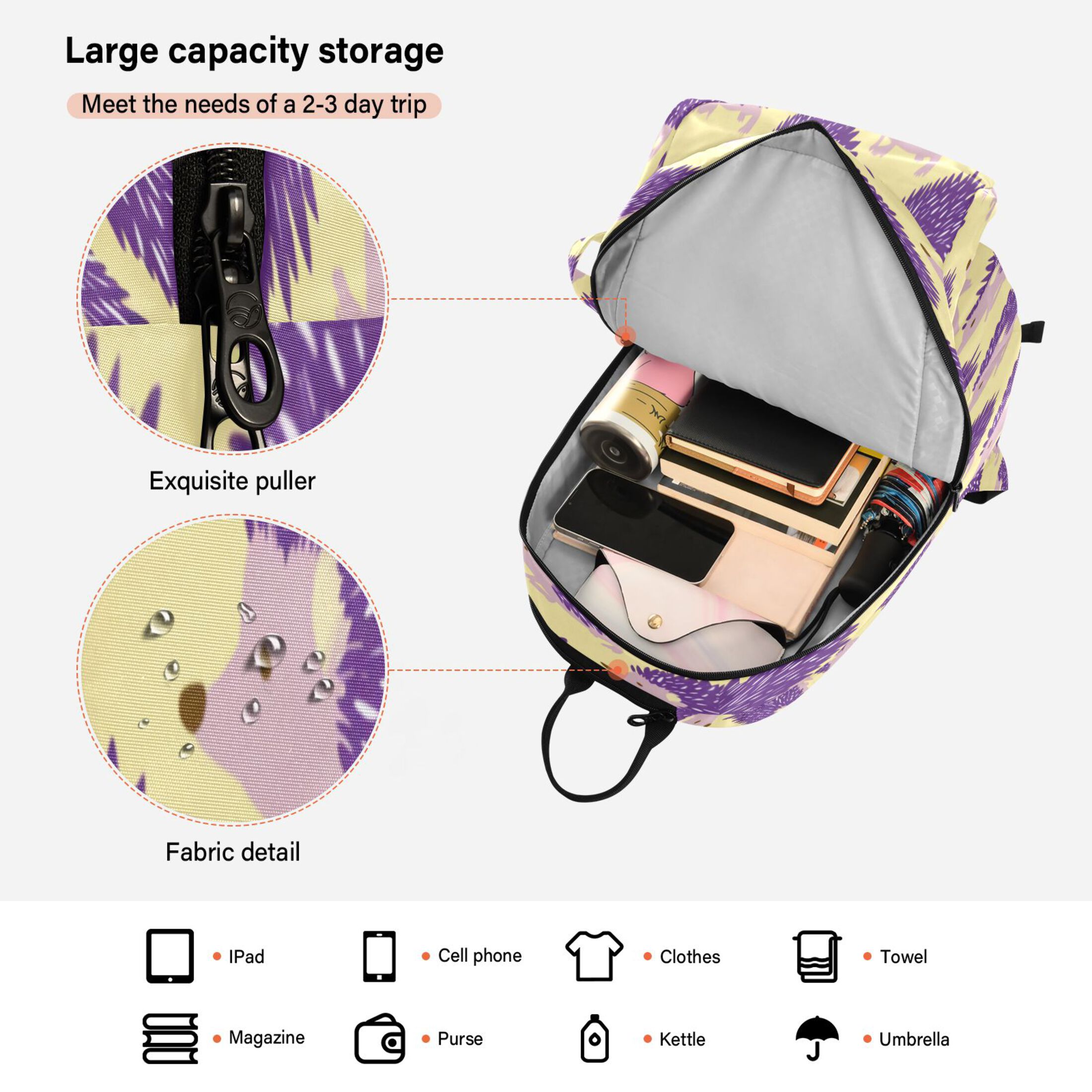 2 Racquet Holder Tennis Backpack Tennis Racket Covers Gym Bags Cute Purple Hedgehog