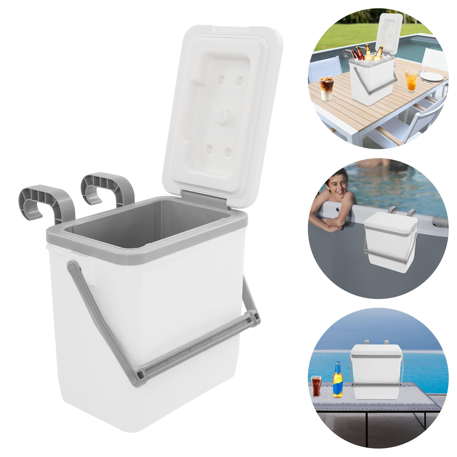 Portable Pool Cooler 10L/2.64Gal Insulated Hard Cooler with Handle Portable Swimming Poolside Ice Chest for Above Ground Pools, Beach, Camping, and Outdoor Parties