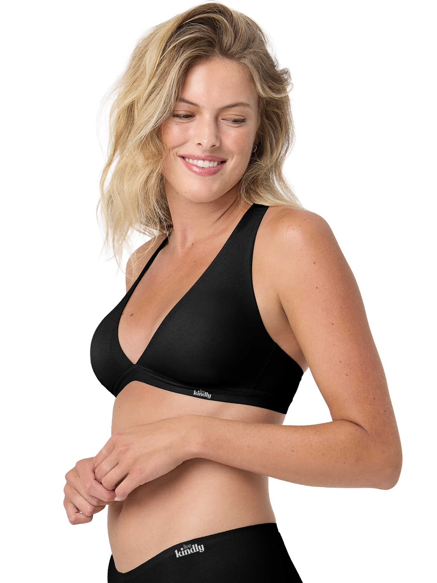Kindly Yours Women’s So Comfy Micro Wire Free Push Up Plunge Bra, Sizes S-XXXL