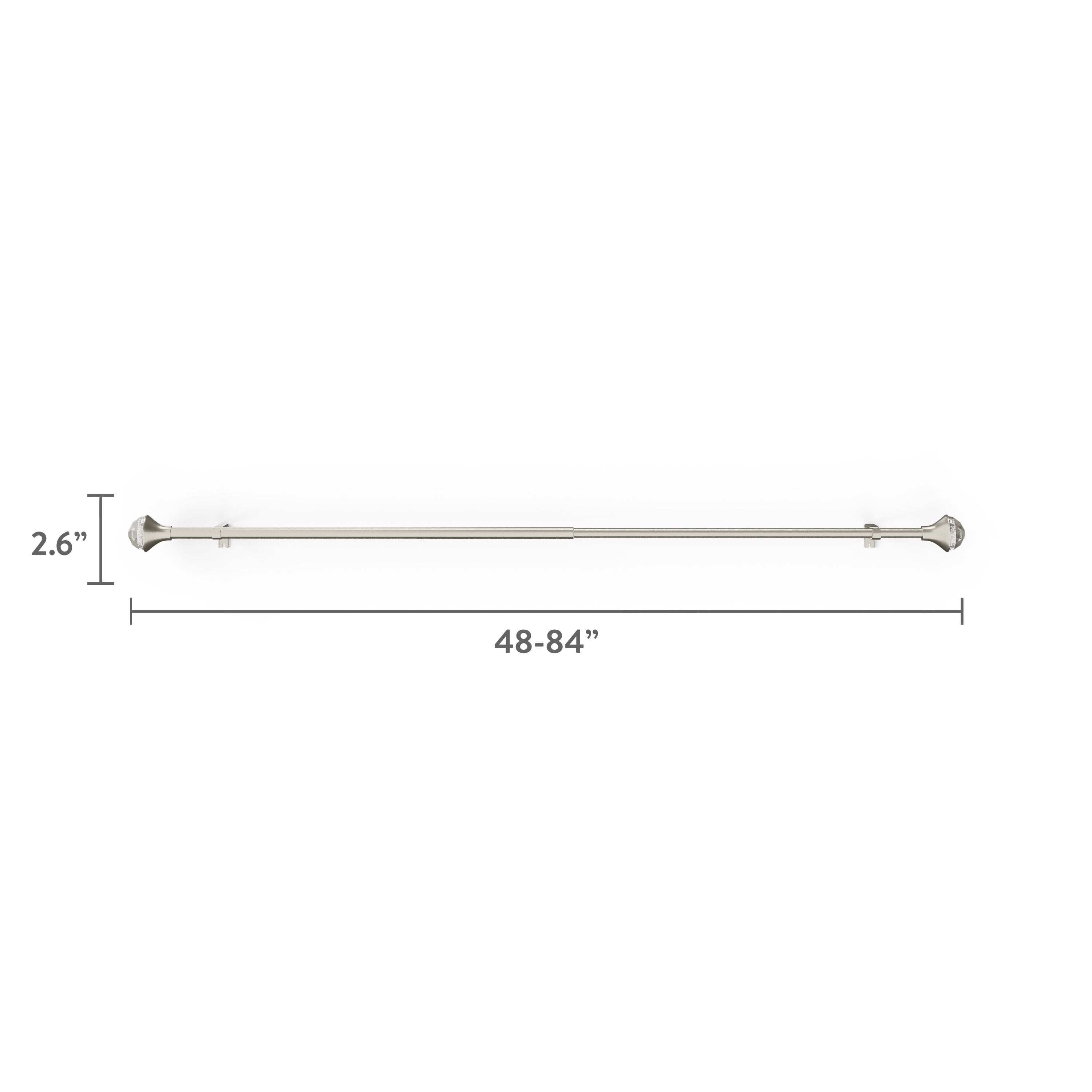 Mainstays Kids 3/4" Satin Nickel Faceted Gem Adjustable Single Curtain Rod, 48"-84"