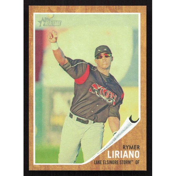 Collectible 2011 Topps Heritage Minor League Green Tint Rymer Liriano #156 Lake Elsinore Storm Baseball Card SN Lake Elsinore Storm MLB BASEBALL Trading Card
