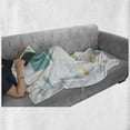 thumbnail image 6 of Whale Soft Flannel Fleece Throw Blanket, Funny Smiling Whale Cartoon with Schoal of Tiny Fish Work of Art, Cozy Plush for Indoor and Outdoor Use, 50" x 70", Yellow White, by Ambesonne, 6 of 6