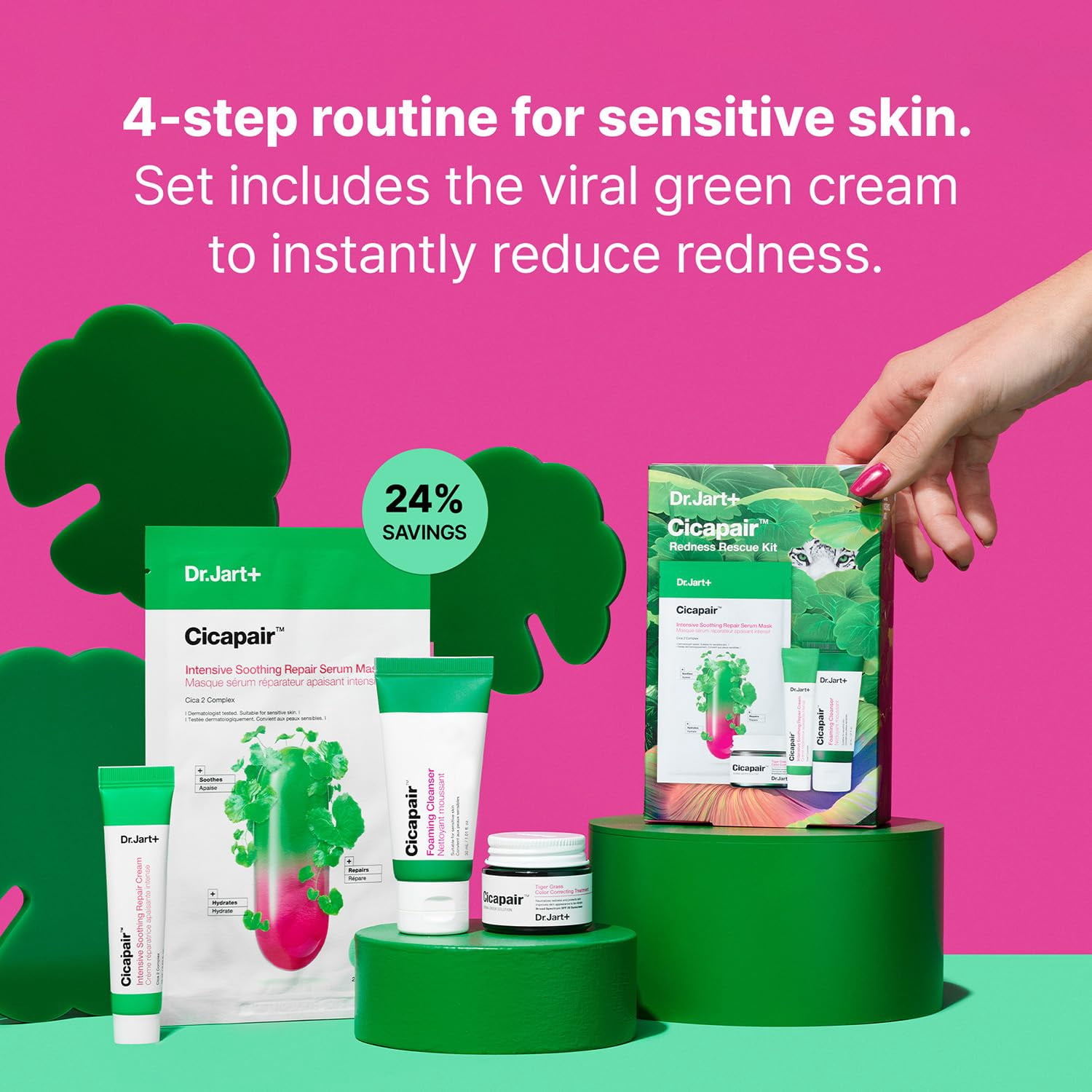 Dr.Jart+ Cicapair Redness Rescue Travel Size Value Kit, Suitable for Sensitive Skin | Korean Skin Care, 1 Count