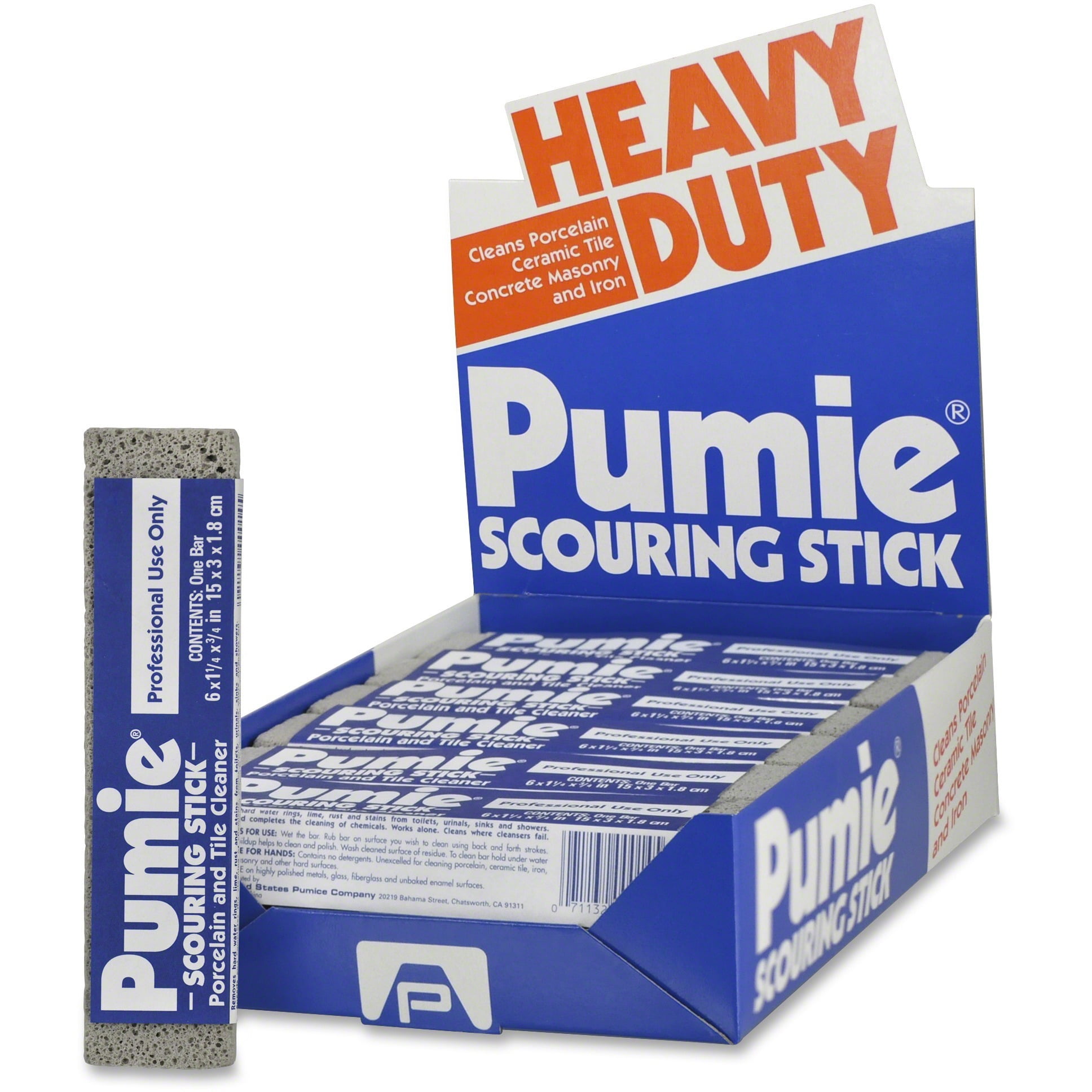 U.S. Pumice US Pumice Co. Heavy Duty Pumie Scouring Stick, Gray, 12