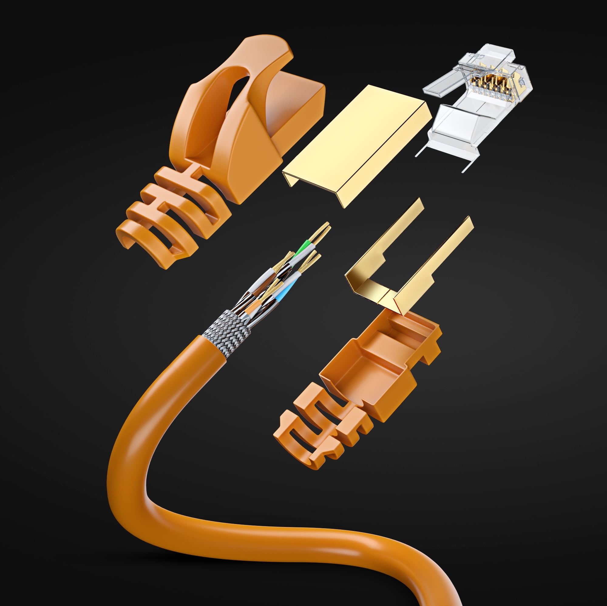 Cat 7 Ethernet Cable 100 ft - High-Speed Cat7 Internet & Network LAN Patch Cables, RJ45 Connectors - Perfect for Gaming, Streaming, and More (Orange)