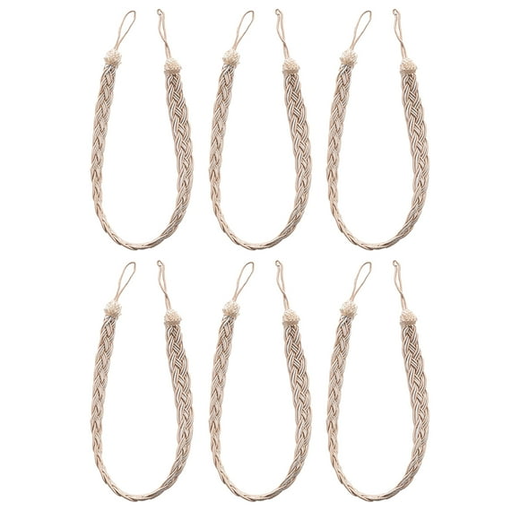 Pairs Hand Braided Curtain Tie Back, Buckle Holdback Drapery Curtain Tiebacks, 6 Rope Belt Curtain Tie Curtain Tiebacks