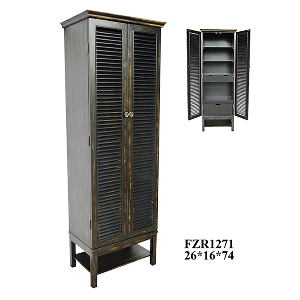 Wilmington Louvered Door Tall Black 26 X 16 X 74