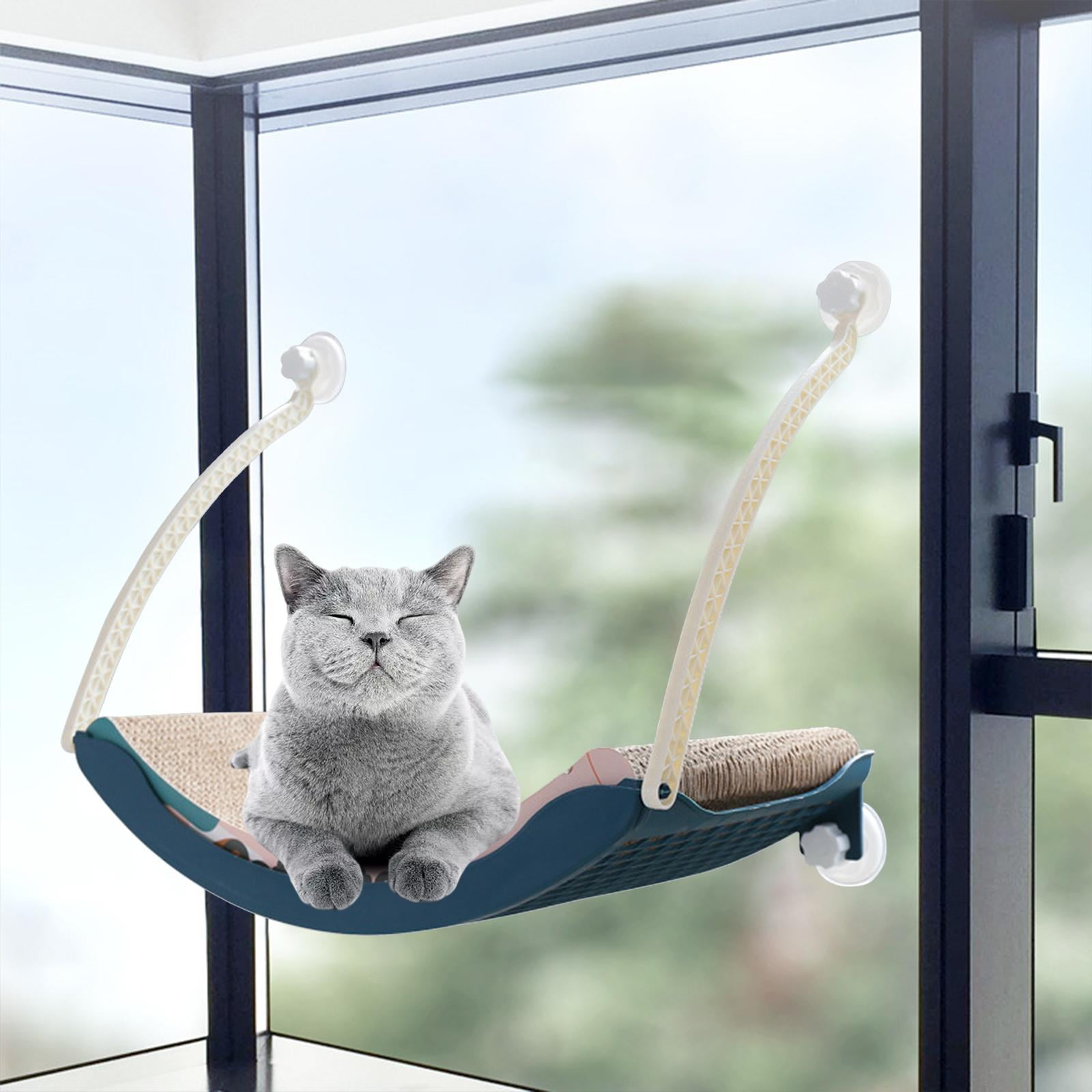 Bvdfgk Cat Bed Cat Window Perch Hanging Detachable Suction Cup Window Seat Space Saving Blue Scratch Board