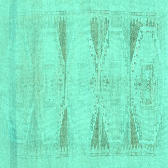 Ahgly Company Indoor Square Persian Turquoise Blue Traditional Area Rugs, 7' Square