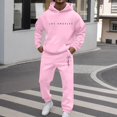 thumbnail image 2 of Valora Men's Suit Set for Everyday Casual Wear Two Piece Hooded Sports Ensemble with Raglan Sleeves and Pants for Autumn Winter Pink 3XL, 2 of 4