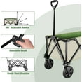 thumbnail image 5 of HAUSHOF Heavy Duty Folding Utility Wagon, Collapsible Outdoor Cart with Quick Release Wheels, Adjustable Handle, 2 Cup Holders, 176 lbs Load Capacity, for Camping, Garden, Beach – Green, 5 of 8
