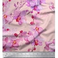 thumbnail image 1 of Soimoi Modal Satin Fabric Bird & Orchids Flower Print Fabric by the Yard 42 Inch Wide, 1 of 1