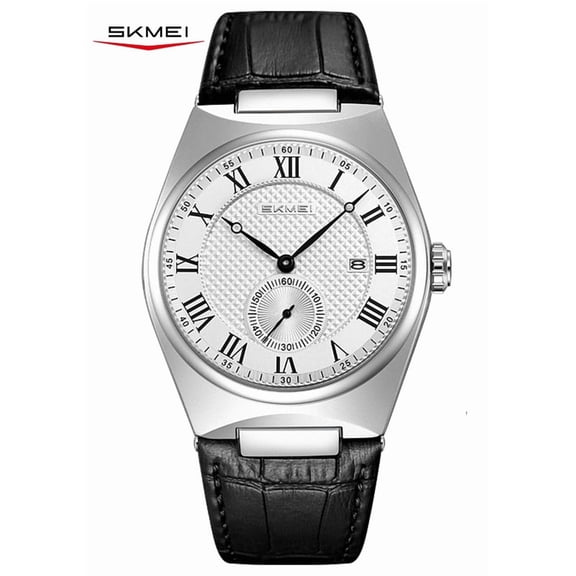 SKMEI Men's Casual Leather Watch Big Face Watch for Men,Fashion Business Dress Analog Quartz Waterproof Wrist Watch