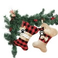 thumbnail image 2 of Gupgi Christmas Pet Stockings, Hanging Ornament, Cat Dog Plaid Fish Bow Bone Tassels Gift Reusable Bag, 2 of 3