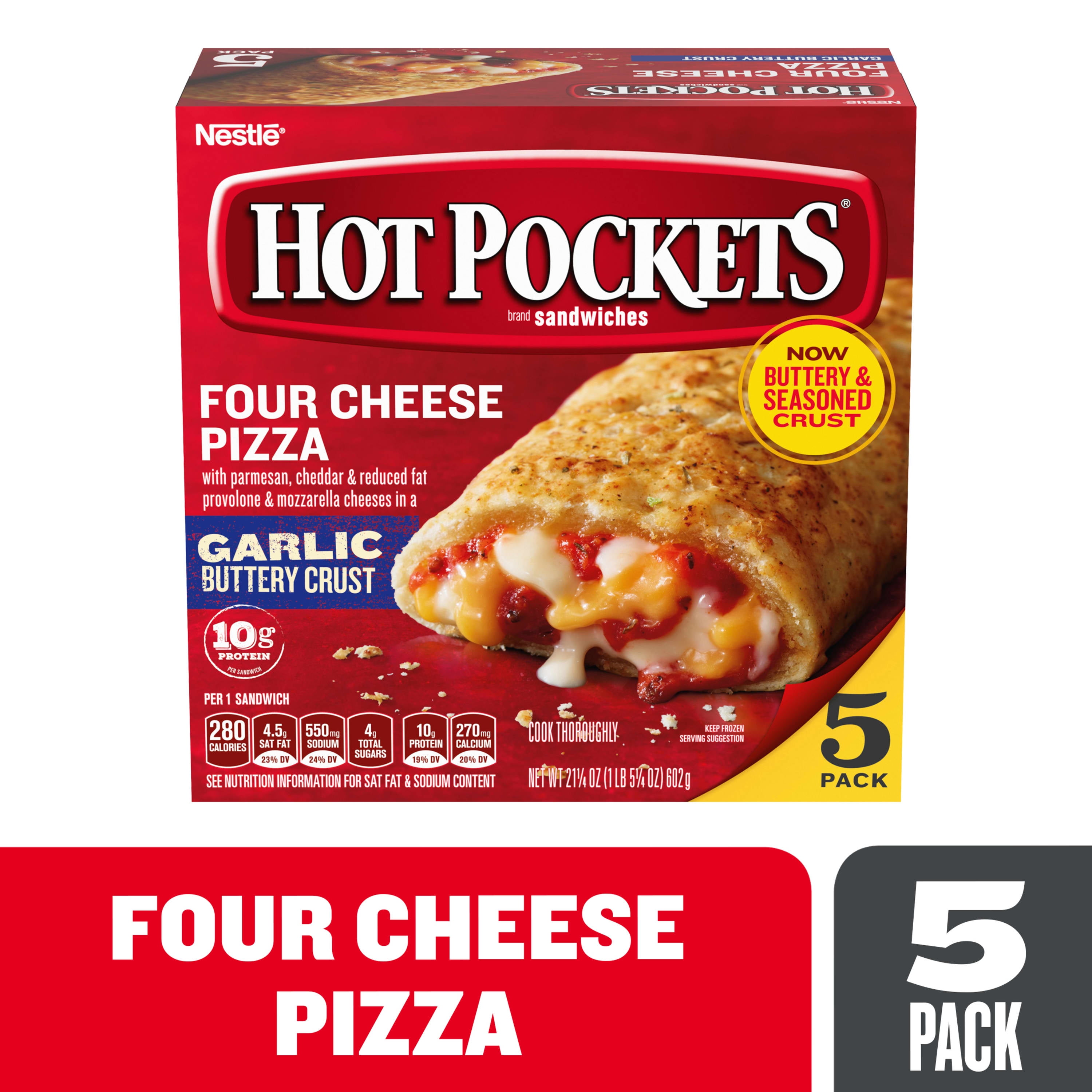 Hot Pockets Four Cheese Pizza Garlic Buttery Crust Frozen Snacks 21.25