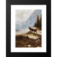 thumbnail image 2 of Franz Xaver von Pausinger 14x18 Black Modern Framed Museum Art Print Titled - Roaring Deer in Winter Landscape, 2 of 5