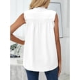 thumbnail image 5 of Gustave Women Summer Mock Neck Tank Tops Casual Ruffle Sleeveless Shirts Chiffon Button Up Blouses Loose Fit Dressy Tunic Tops "White, L", 5 of 6