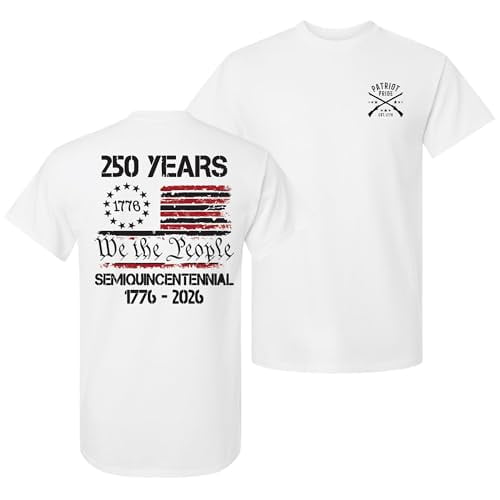 Patriot Pride Men’s Graphic T-Shirt – 250 Years We The People Semiquincentennial 1776–2026 American Flag Design, White, Small