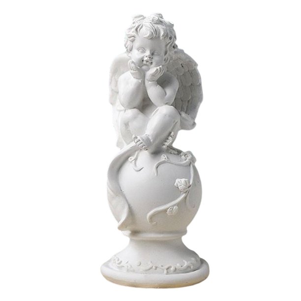 Estatua de estatuilla de Ángel de resina, obra de arte creativa, escultura bonita coleccionable, artesanías decorativas para boda, sala de estar, manos en la barbilla Gloria Escultura de estatuilla de ángel