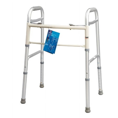 Carex Aluminium Lightweight Dual-Button Folding Walker for Seniors, 300 lb Weight Capacity