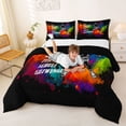 thumbnail image 3 of Castle Fairy Handball Gamer King Size Comforter Sets 3pcs, Sport Graffiti Splash Comforters King Size, Black White,Black Reversible,1 Comforter and 2 Pillowcases, 3 of 6